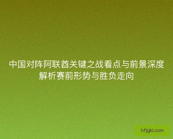 中国对阵阿联酋关键之战看点与前景深度解析赛前形势与胜负走向